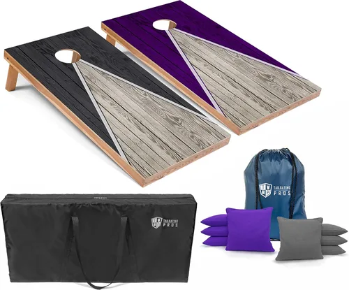 Vista 27 de Tailgating Pros Juego de tablero de Cornhole ligero con diseño piramidal con bolsas de frijoles y estuche de transporte, juego de cornhole