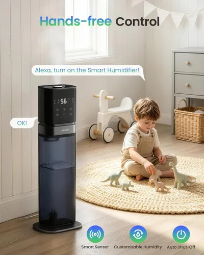 Vista 4 de Humidificador inteligente para habitación grande, humidificadores de 2.1 galón/8 litros para dormitorio con tubo extendido y luz nocturna