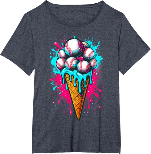 Vista 51 de Camiseta de béisbol de acuarela de helado de béisbol