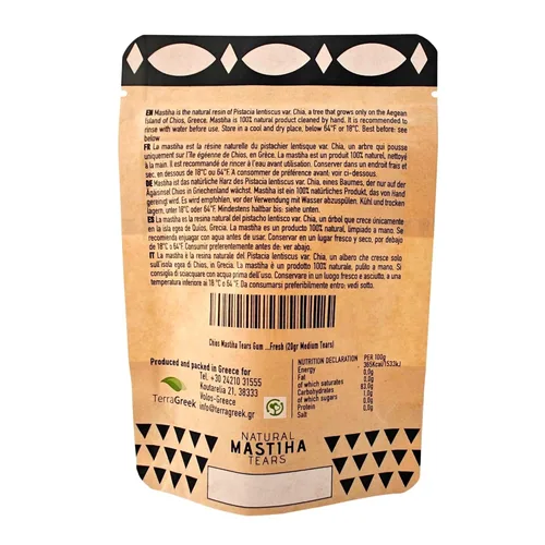 Vista 2 de Chios Lágrimas de mástique, resina griega, paquetes de mástique 100% naturales de productores de mástique frescos (20gr Lágrimas medianas)