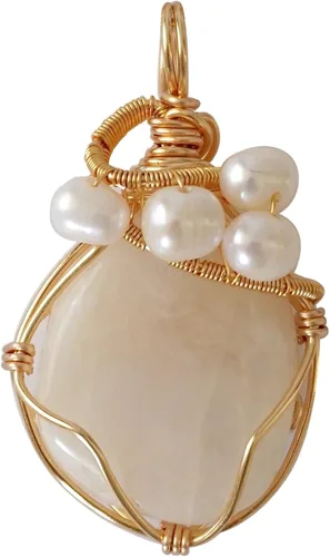 Vista 15 de Collar de cristal llamativo con piedra natal y perla para mujer - chapado en oro