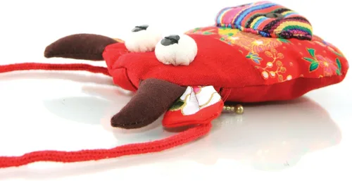 Vista 2 de Mini bolso de algodón con diseño floral de vaca, Rojo