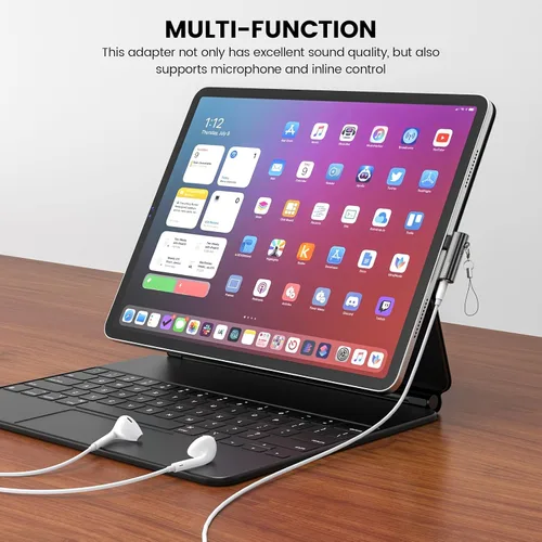 Vista 5 de MOSWAG Adaptador de auriculares USB C a conector tipo C de 0.138 in, micrófono auxiliar en ángulo derecho, dongle de audio de aleación de zinc