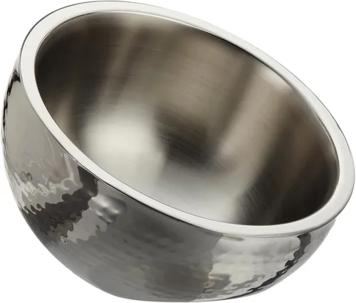 Vista 7 de Elegance Hammered - Cuenco para servir de doble ángulo de acero inoxidable de 6 pulgadas, color plateado