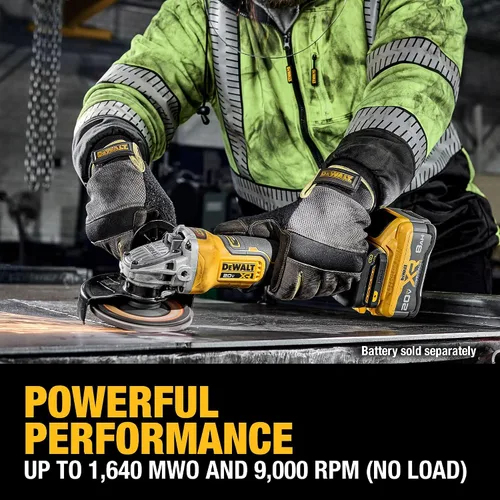 Vista 5 de DEWALT Amoladora angular inalámbrica sin escobillas de 20V MAX XR, 4-1/2 pulg. - 5 in., Velocidad variable, antirrotación, interruptor de paleta