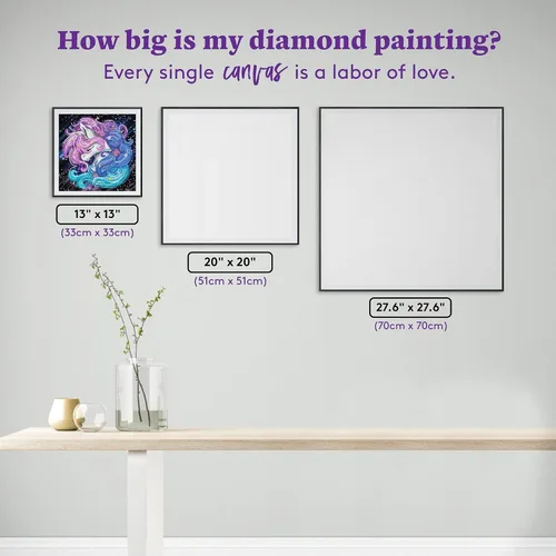 Vista 4 de DIAMOND ART CLUB Aurora The Unicorn - Kit de pintura de diamante, divertidas manualidades para adultos, lienzo de arte de diamante redondo, 13 x 13