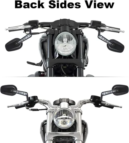 Vista 8 de Espejos retrovisores musculares LED intermitentes aptos para Harley VROD Negro