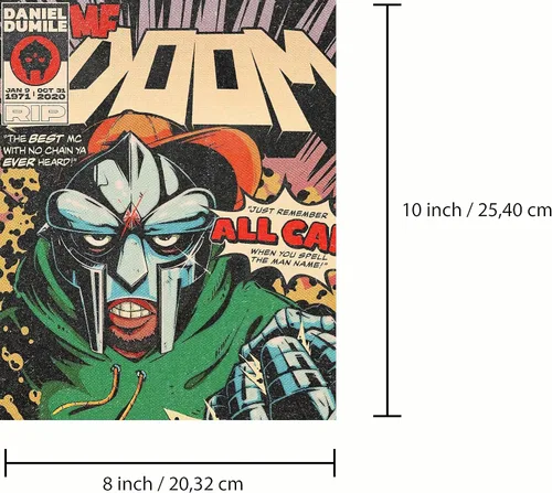 Vista 2 de ZONTO Mf Doom - Pósteres de portada de álbum de rapero firmado con música limitada, juego de 4 pósteres estéticos para sala de estar, dormitorio