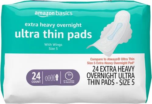 Vista 8 de Amazon Basics Almohadillas de absorción regular para mujer, ultra finas con alas flexibles, sin perfume, talla 1, 36 unidades, 1 paquete