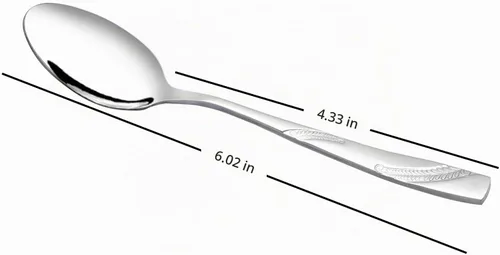 Vista 3 de Cuchara de postre de acero inoxidable de 16 piezas, juego de cubiertos de cuchara de postre de 6.02 pulgadas