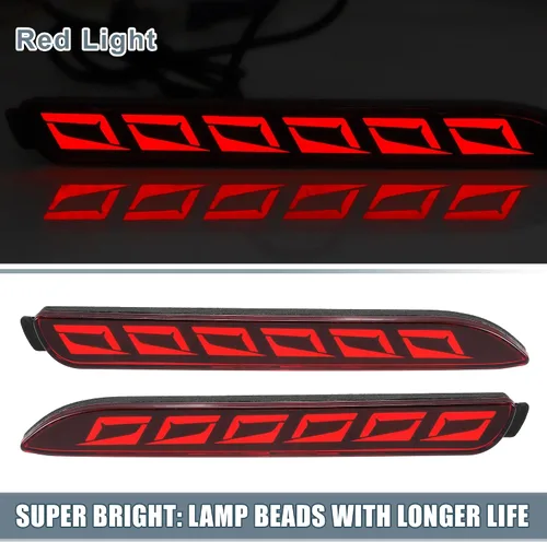 Vista 2 de Parachoques trasero Reflector niebla freno que fluye luz trasera LED rojo para Toyota Camry 2006 2007 2008 2009 2010 2011 2012 2013 2014 plástico