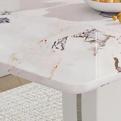 Vista 7 de JUFU Mesa de comedor de mármol sintético de 63 pulgadas para 4-6 personas, moderna mesa rectangular de cocina y comedor, mesa de MDF de aspecto