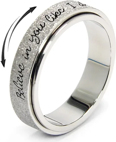 Vista 8 de Anillo Inicial Giratoria de Ansiedad para Mujeres Anillo de Ansiedad para Mujeres y Hombres Anillo de Pulgar para Hombres Anillo Giratoria de Plata