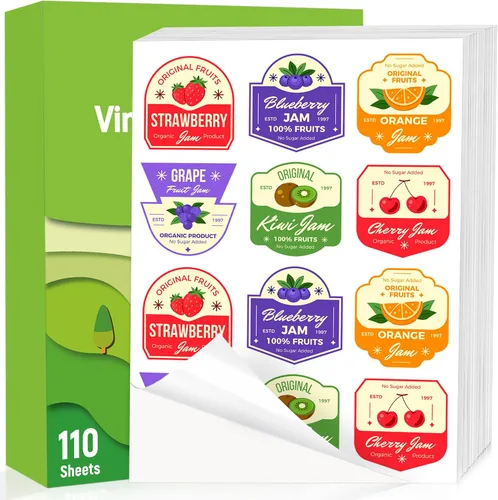 Vista 11 de Papel de vinilo adhesivo imprimible para impresora de inyección de tinta - Blanco brillante - 21 hojas de papel adhesivo impermeables autoadhesivas