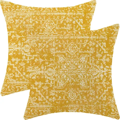 Vista 26 de Fundas de almohada Gohdiwh boho 16 x 16, juego de 2, fundas de almohada decorativas de diseño étnico, fundas de almohada de lino azul