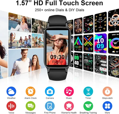 Vista 5 de Reloj inteligente para hombres y mujeres (respuesta/hacer llamadas), 2025 rastreador de actividad de fitness de 1.57 pulgadas, reloj inteligente