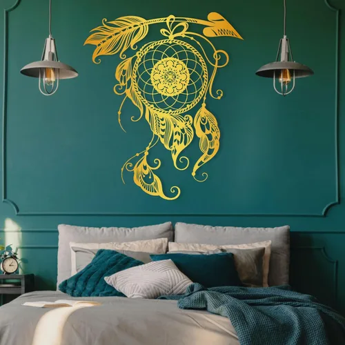 Vista 6 de Decoración de pared de metal atrapasueños, decoración de pared grande y bohemia, atrapasueños bohemio, diseño de atrapasueños, decoración de pared