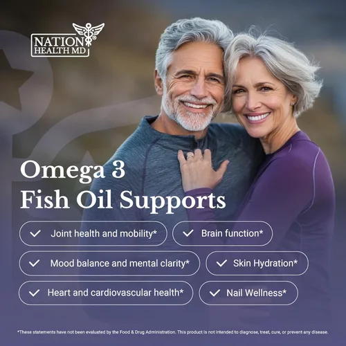 Vista 3 de Aceite de pescado Omega-3 MD - Suplemento Omega 3 para mujeres y hombres - Aceite de pescado capturado en la naturaleza y sin eructos 3600 mg