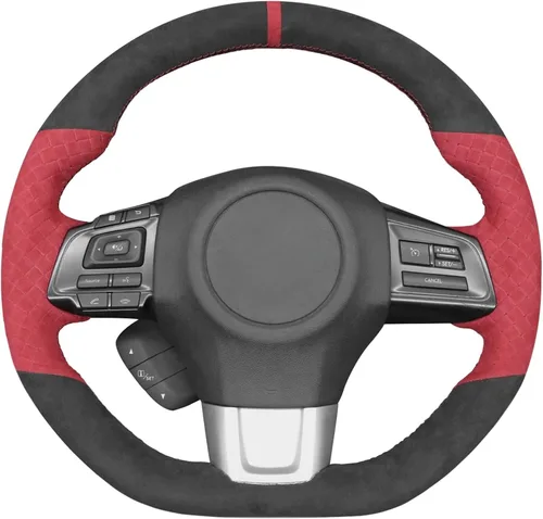 Vista 5 de MEWANT Funda de volante de automóvil transpirable cosida a mano para Subaru WRX 2015-2021 / WRX STI 2015-2021, accesorios para volante Subaru WRX