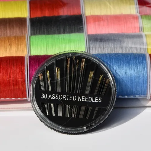 Vista 6 de Kit de 30 carretes de hilo de coser de alta calidad (2300Y) de 42 colores, excelente poliéster para bordados o coser a máquina, kit de coser, hilo