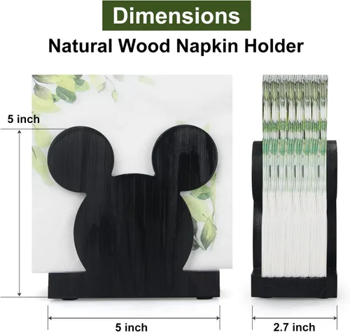 Vista 9 de Servilletero de madera negro para cocina, baño, accesorios de decoración de escritorio lindos Wood Napkins Holder for Table Party Office Cocktail