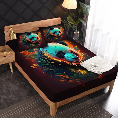 Vista 32 de Juego de sábanas de tamaño King, sábanas de conejo, sábanas de microfibra y fundas de almohada de 4 piezas, juego de sábanas con estampado colorido