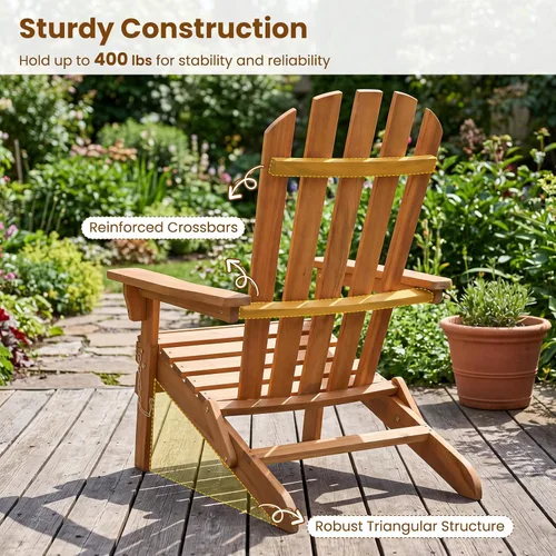 Vista 7 de Tangkula Silla Adirondack plegable de madera de acacia, 400 libras, 1