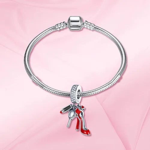 Vista 2 de 925 Sterling Silver Charms for Bracelets and Necklaces Mom Heart Beating Love Charms Gift for Christmas Valentine's Day Mother's Day Gifts for Girls