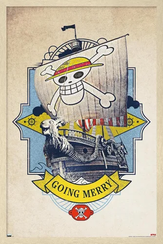 Vista 7 de Trends International Netflix One Piece - Póster de pared Going Merry de 14.72 x 22.37 pulgadas, versión enmarcada de madera de granero