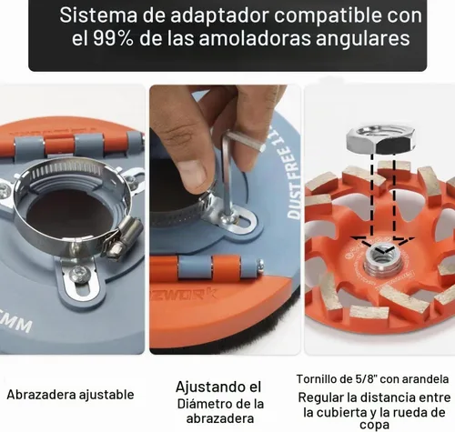 Vista 3 de Wohenhao Cubierta antipolvo para amoladora angular de 4.5-5 pulgadas + 2 piezas ruedas de copa de esmerilado de diamante de 5 pulgadas + cepillo