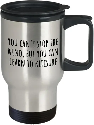 Vista 2 de Taza de viaje de kitesurf - Regalo de kitesurf - Puedes aprender a kitesurf