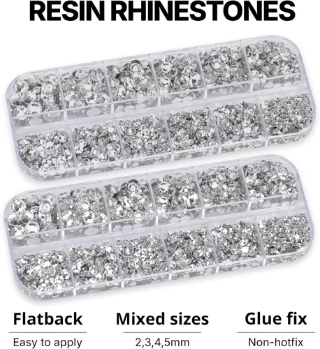 Vista 3 de 11000Pcs Silver Clear Rhinestones Bedazzling Kit, Bedazzled Gems Flatback