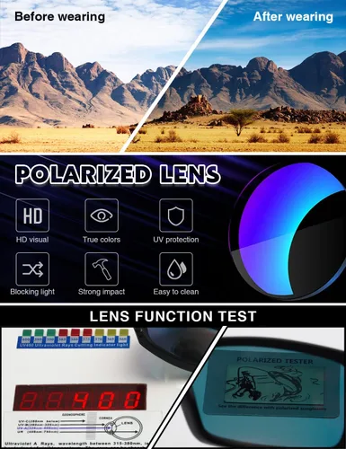 Vista 7 de Gafas de sol polarizadas para hombre y mujer, estilo retro, deportivo, rectangular, envolvente, vintage, protector de disparo