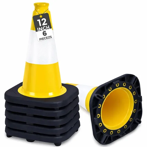 Vista 15 de BESEA Paquete de 4 conos de tráfico azules de 12 pulgadas con collar reflectante de 4 pulgadas, conos de seguridad de PVC resistentes con base