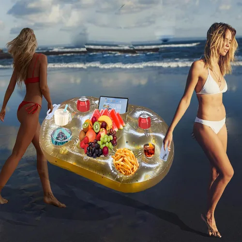 Vista 4 de Soporte inflable flotante para bebidas para fiesta en la piscina, accesorios para tazas, decoración de natación, regalos de fiesta en la playa