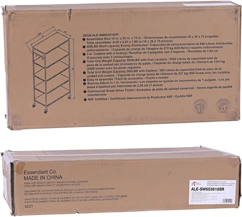 Vista 7 de Alera Kit de estantería de alambre de 5 estantes con ruedas y revestimientos para estantes, 36 pulgadas de ancho x 18 pulgadas de profundidad x 72
