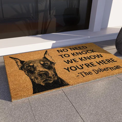 Vista 7 de Felpudo Doberman - Felpudo divertido con la bienvenida de los Dobermans enojados