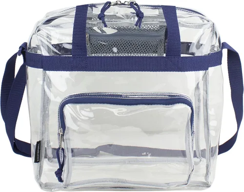 Vista 7 de Eastsport Bolsa transparente aprobada para estadios, correa de mensajero para deportes, conciertos, eventos de trabajo, transparente Borgoña