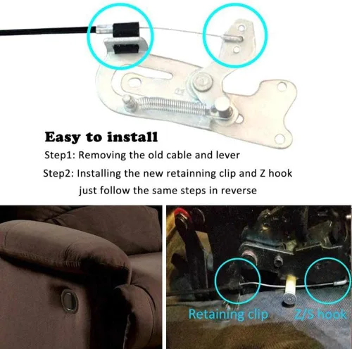 Vista 5 de ttmagic Reemplazo universal de mango reclinable de plástico con cable (longitud del cable expuesto 4.9 pulgadas, longitud total 31 pulgadas) y mango