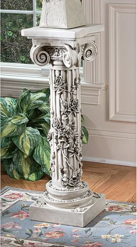 Vista 2 de Design Toscano EU2866 Rose Garland - Soporte para plantas de pedestal para interiores y exteriores, 11 pulgadas de ancho, 34 pulgadas de alto