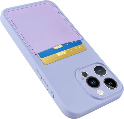 Vista 19 de Funda diseñada para iPhone 15 Pro con tarjetero para mujeres y hombres, cubierta de silicona suave [forro de microfibra], protección completa