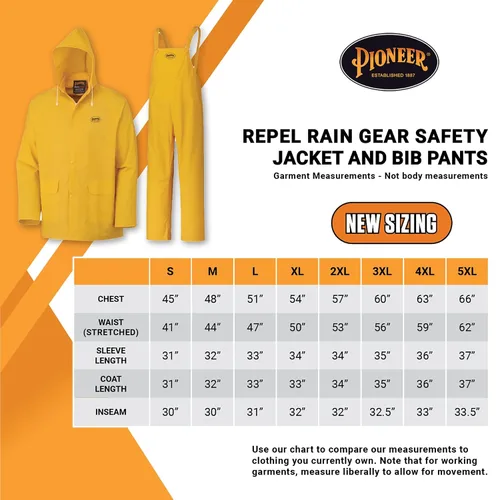 Vista 6 de Pioneer 577U Traje para lluvia de PVC, talla pequeña, color amarillo