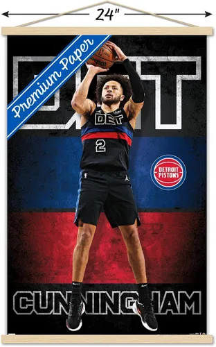 Vista 3 de Trends International NBA Detroit Pistons - Póster de pared de Cade Cunningham 23, 22.37 x 34.00 pulgadas, paquete de impresión premium y colgador