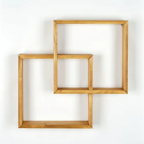 Vista 5 de Estantes cuadrados de pared, hechos a mano, almacenamiento montado en la pared, decoración de pared del hogar, libro de granja, estante organizador