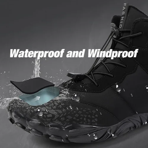 Vista 4 de Dinint Zapatos descalzos para hombres y mujeres, puntera ancha, para invierno, minimalista, para senderos, acolchados, cálidos, casuales
