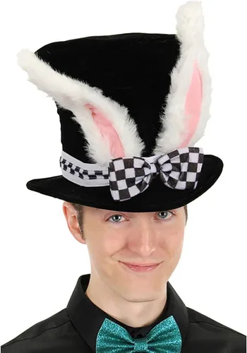 Vista 5 de Sombrero de conejo blanco de Pascua con orejas de conejo, accesorios de disfraz para mujeres, hombres, adultos, niños, fiesta de Halloween, cosplay