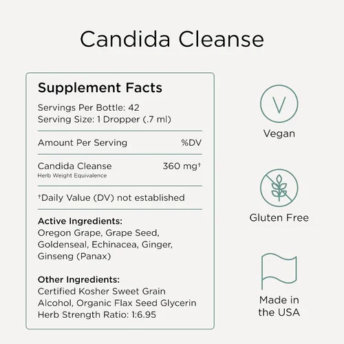 Vista 4 de Zuma Nutrition Candida Cleanse Tonic - Candida Support & Candida Cleanse Detox con uva Oregon, sello de oro y equinácea - Suplemento herbario