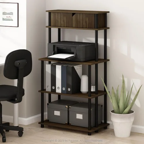 Vista 25 de Furinno Turn-N-Tube - Estantería multipropósito con exhibición y almacenamiento para impresora de 3 niveles, sin herramientas, color pino ámbar