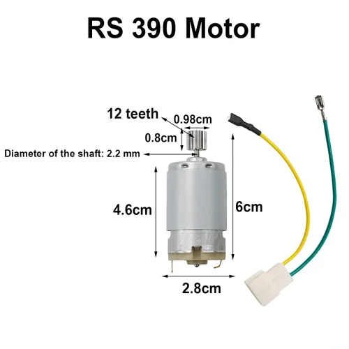 Vista 2 de Motores para coche eléctrico para niños, apto para coche eléctrico 550 RS390 RS380 12V 6V DL555 24V 10 dientes motorreductor de alta velocidad