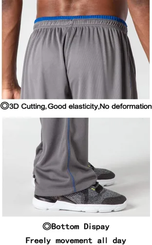 Vista 6 de BIYLACLESEN Pantalones deportivos para hombre, con bolsillos con cremallera, transpirables, para correr, gimnasio, entrenamiento, pantalones